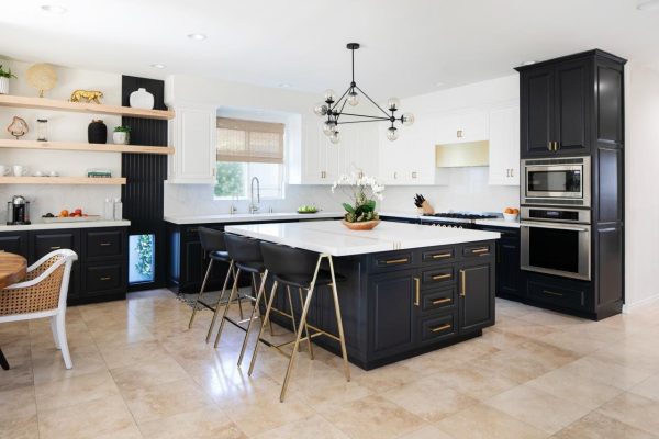 Unveiling Elegance White Kitchen with a Striking Black Island