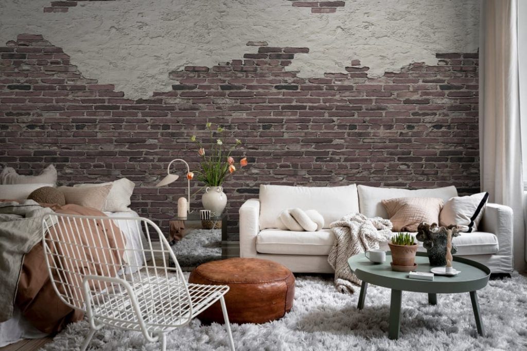 The Charm of a White Brick Wall Living Room