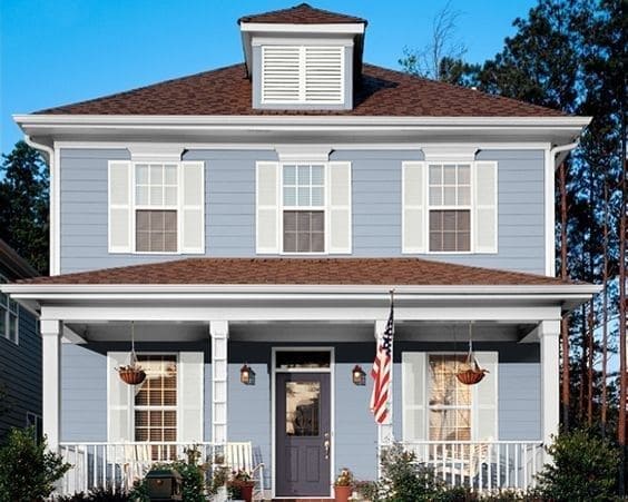 Enhancing Curb Appeal Blue House, Brown Roof Combinations and Design Ideas